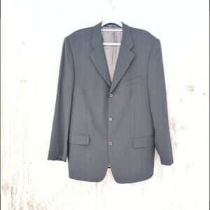 Bachrach Made In Italy 100% Wool Suit Jacket Men's 43R Black